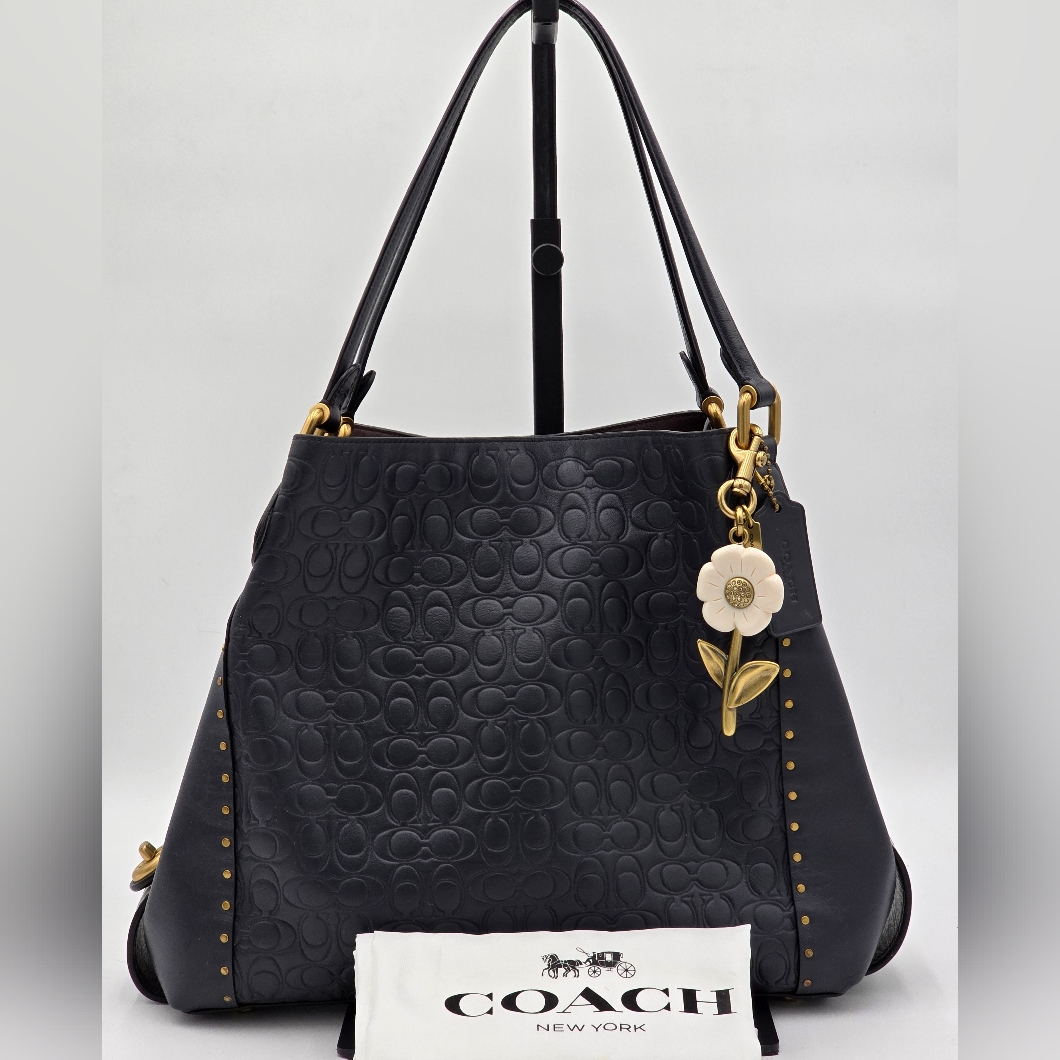 Coach 1941 Edie 31 In Signature Embossed Leather, Navy